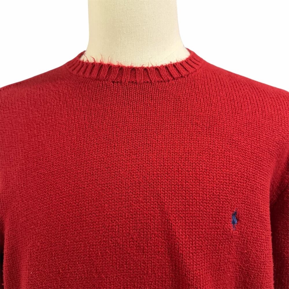 Polo by Ralph Lauren Men's Red 100% Cotton Crewneck Sweater Sz XL Preppy Casual